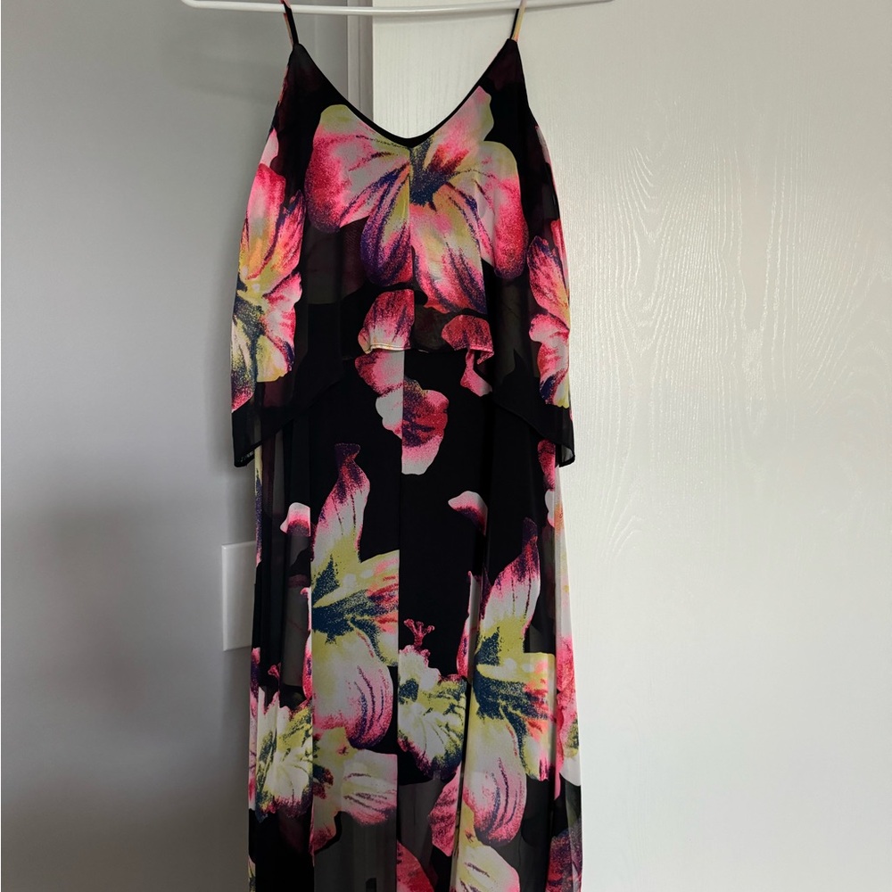 Floral Black and Pink Women's Dress